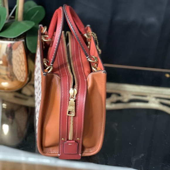 COACH Rogue 25 Cocoa Textile Jacquard Embroidered Elephant Motif Leather - Picture 2 of 11